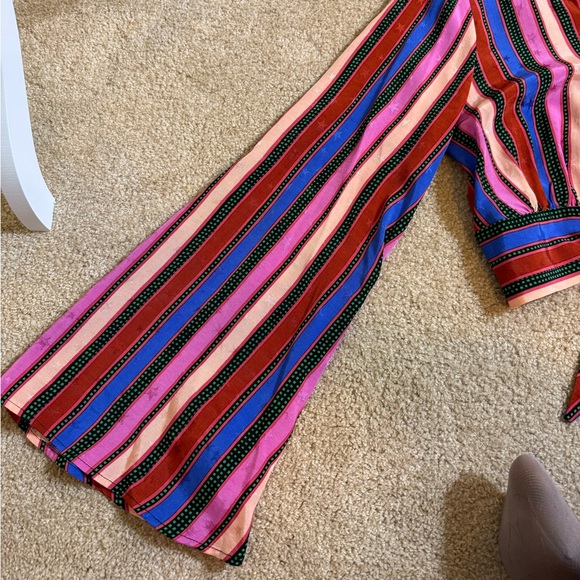 NWT Topshop cropped Multicolor Tie-Front Blouse with flare sleeves size … - Picture 12 of 12